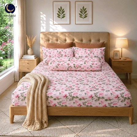 ชุดผ้าปูที่นอน 5 ฟุต 6 ชิ้น CHARM รุ่น CLASSIC ลาย ROSE GARDEN_1